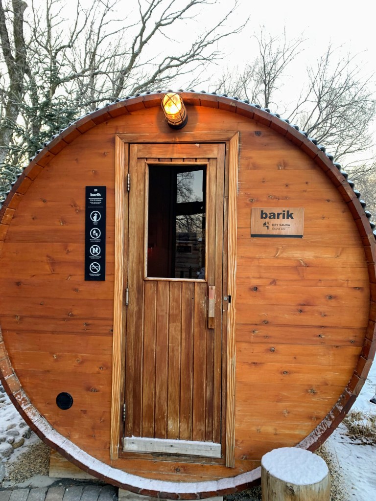 A circular sauna